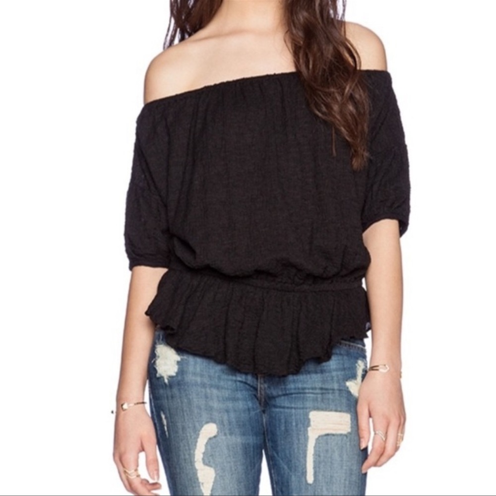 Free People Off Shoulder Black Top